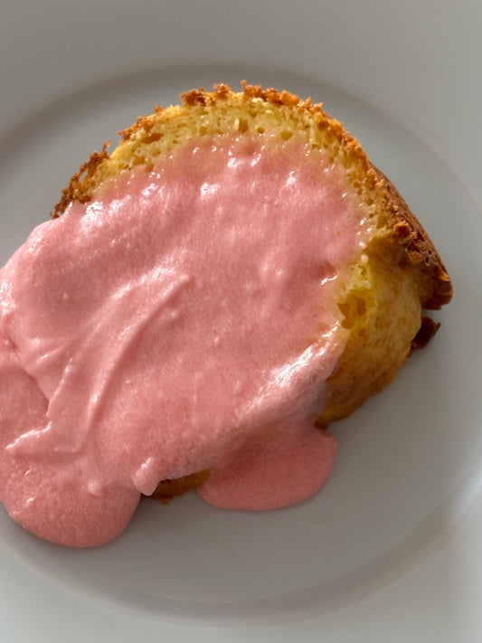 Pink Iced Vanilla Bundt Cake Slice (1 Slice)